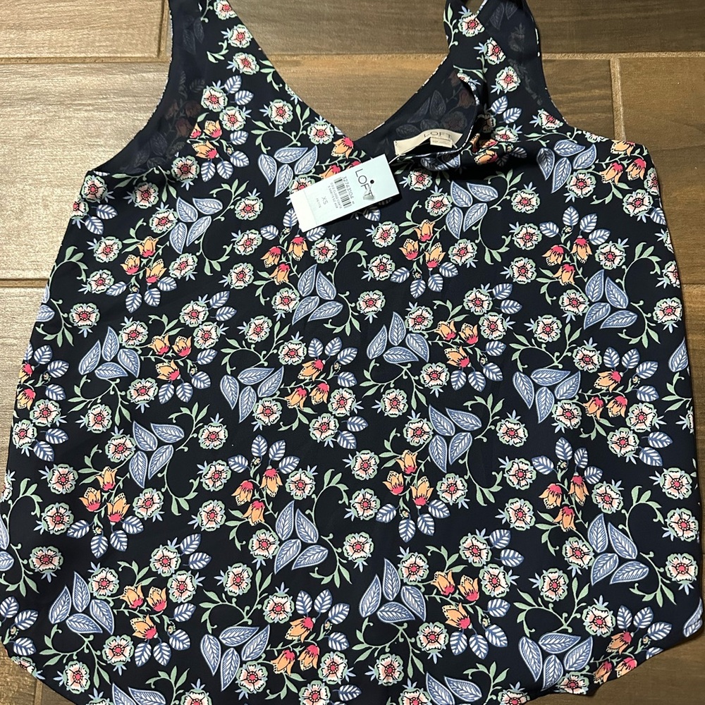 LOFT Black Floral Blouse